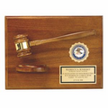 Genuine Walnut Gavel & Block on Plaque w/2" Insert Space (9"x12")